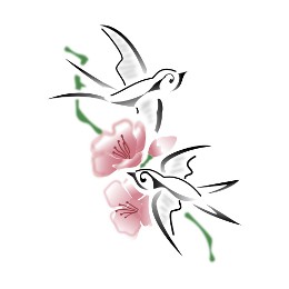 Swallows & flowers tattoo photo