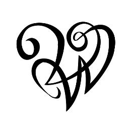 V+W heartigram tattoo photo