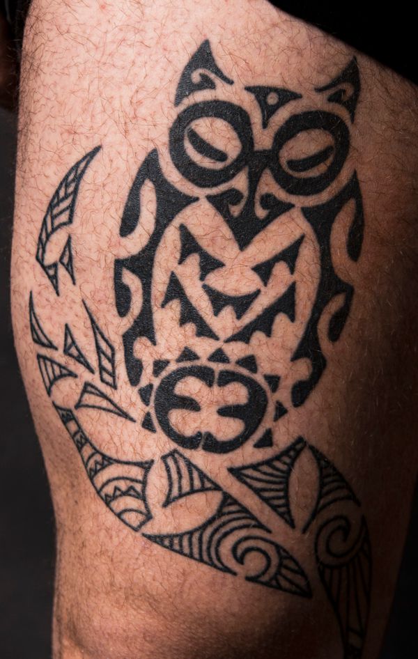 Alexey - Tiki owl tattoo