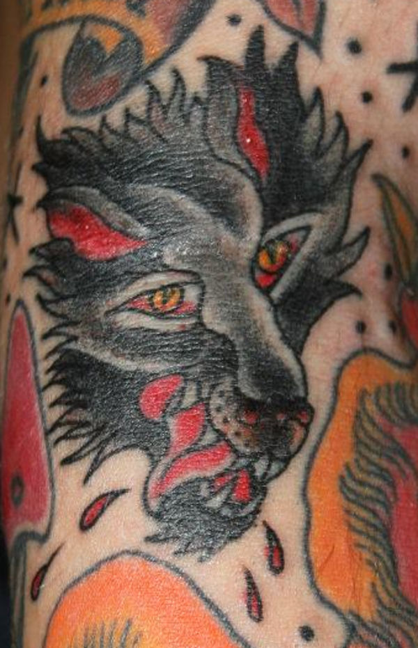 Mattia - Old school wolf tattoo