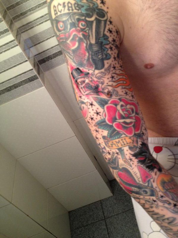 Mattia - Old school sleeve tattoo photo