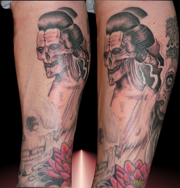 PapaChangoArt - Skull Geisha tattoo