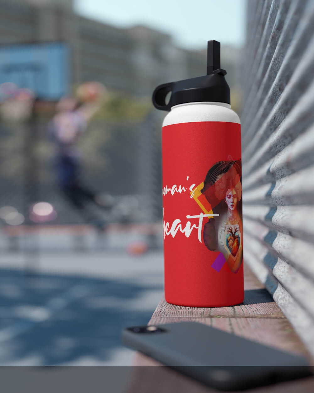 A woman's heart is a deep ocean of secrets red stainless steel water bottle