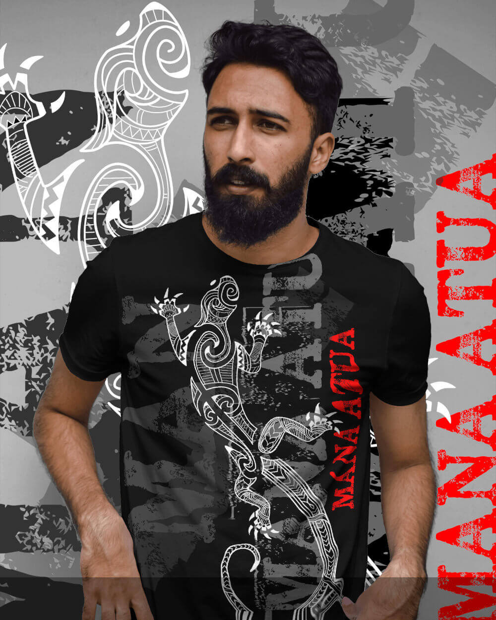 MANA ATUA - Maori lizard tattoo tshirt